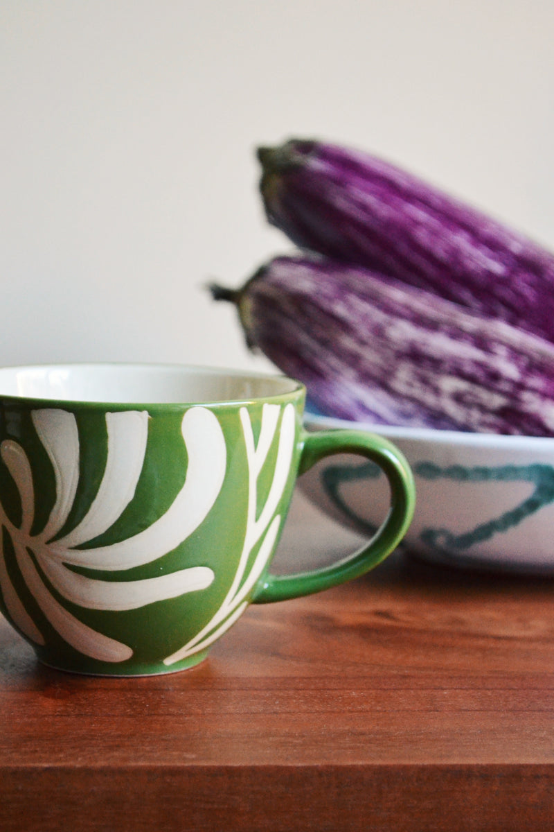 Green Embossed Patterned Mug