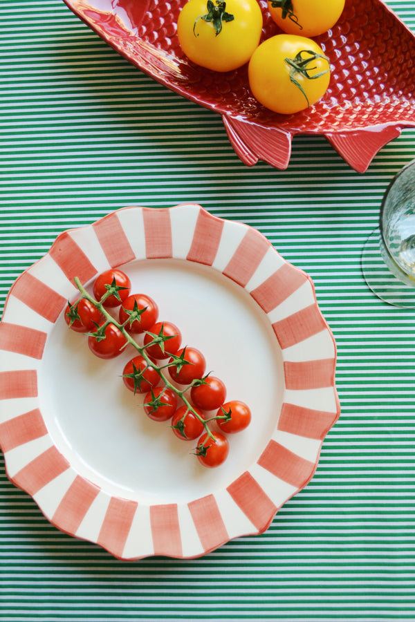 Red Scalloped Dinner Plate