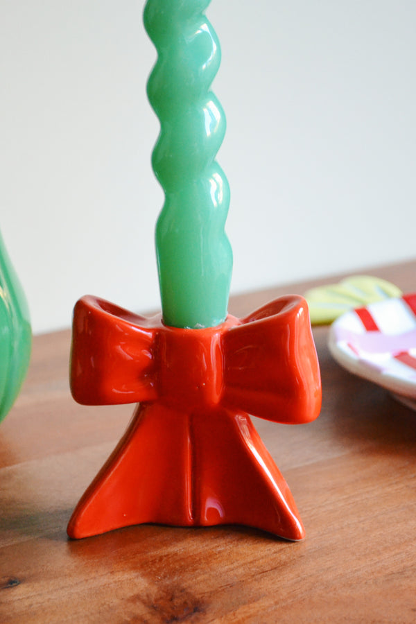 Red Bow Candle Holder