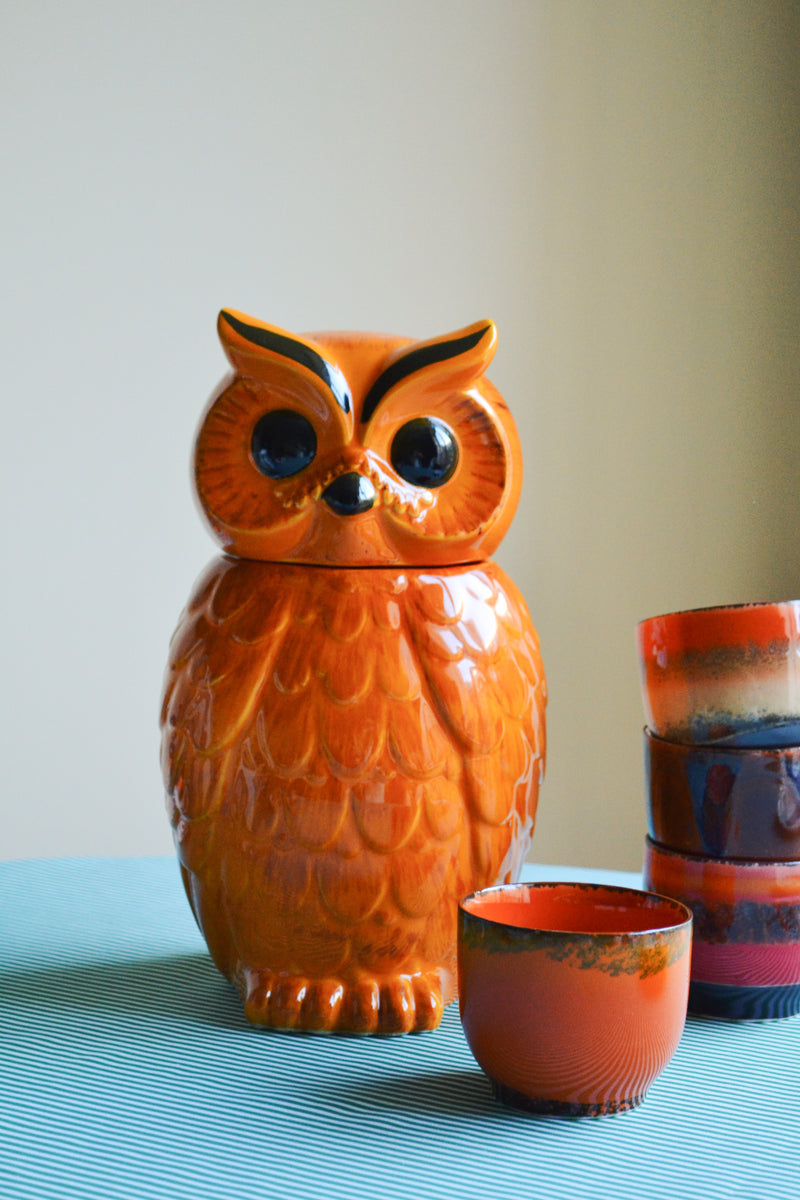 HKLIVING ® | Ceramic Tangerine Owl Jar