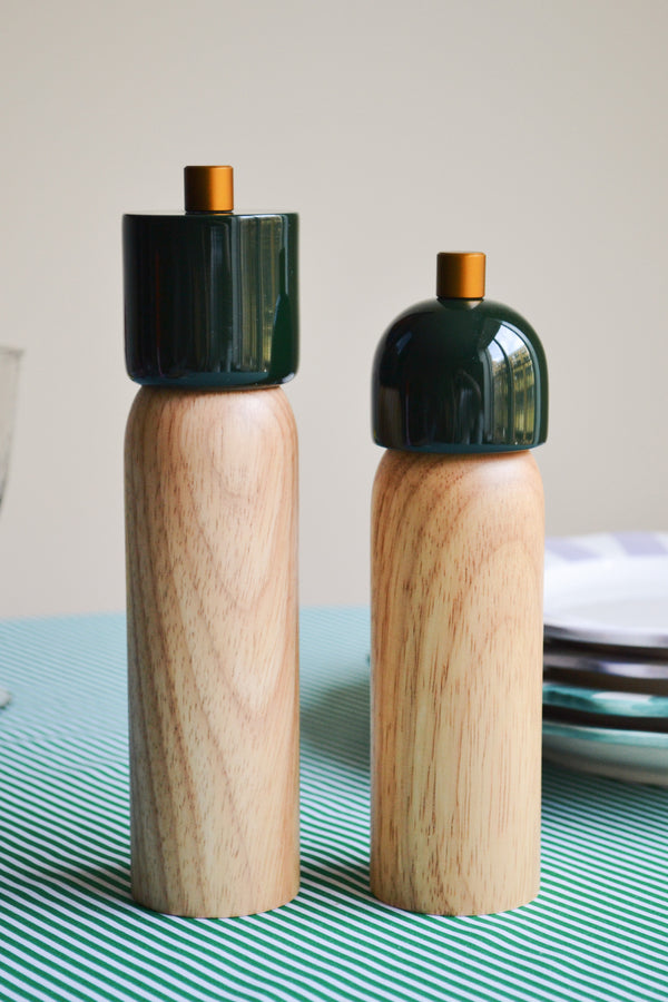 Salt and Pepper Grinder - Green and Gold - Two Sizes Available