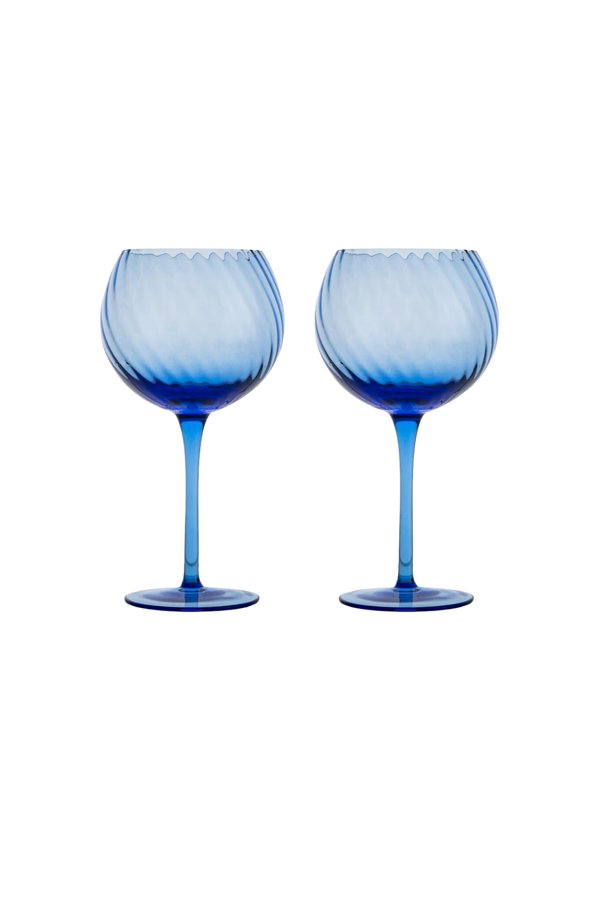 Set of Two Opacity Blue Wine Glasses