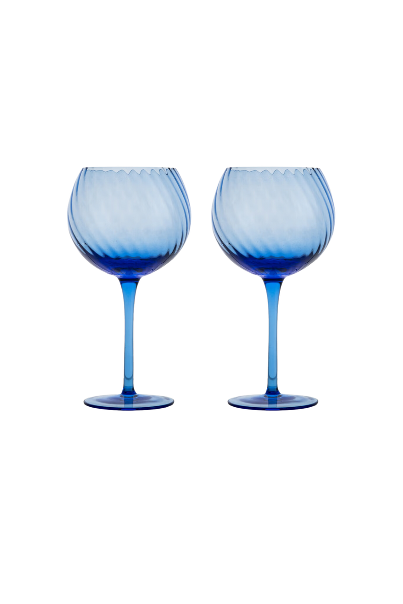 Set of Two Opacity Blue Wine Glasses