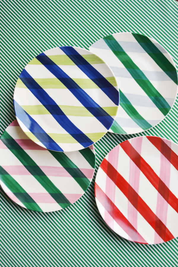 Check Graphic Porcelain Plate - Four Colours Available