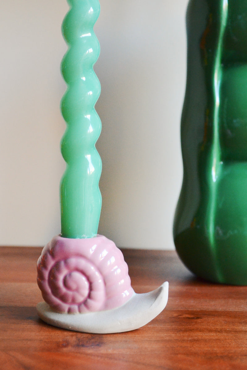 Pink Snail Candle Holder