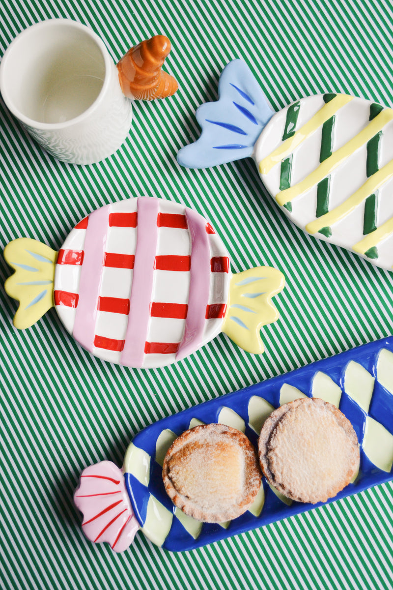 Green and Yellow Candy Sweet Plate - Medium