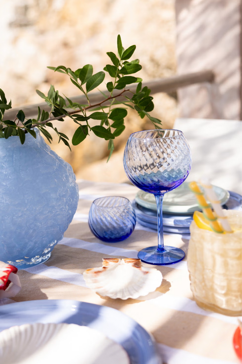 Set of Two Opacity Blue Wine Glasses