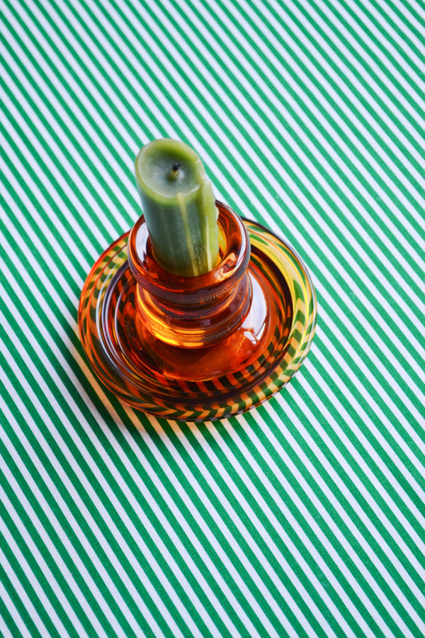 Amber Glass Candlestick Holder