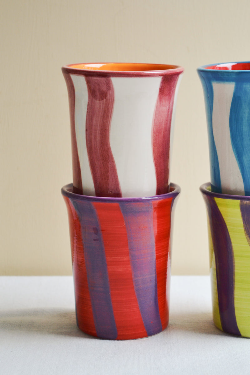 Pink and White Stripe Ceramic Mug