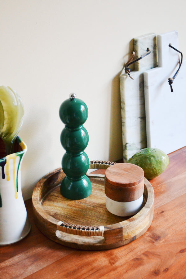 Mango Wood Tray with Cane Handles