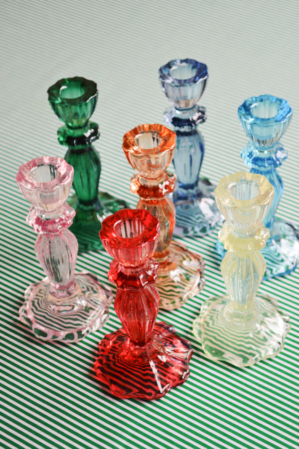 Glass Candlestick Holder - Apple