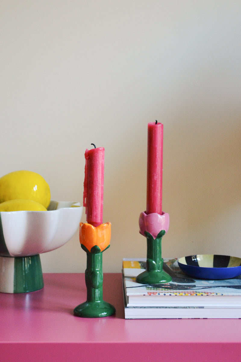 Set of Two Flower Candle Holders