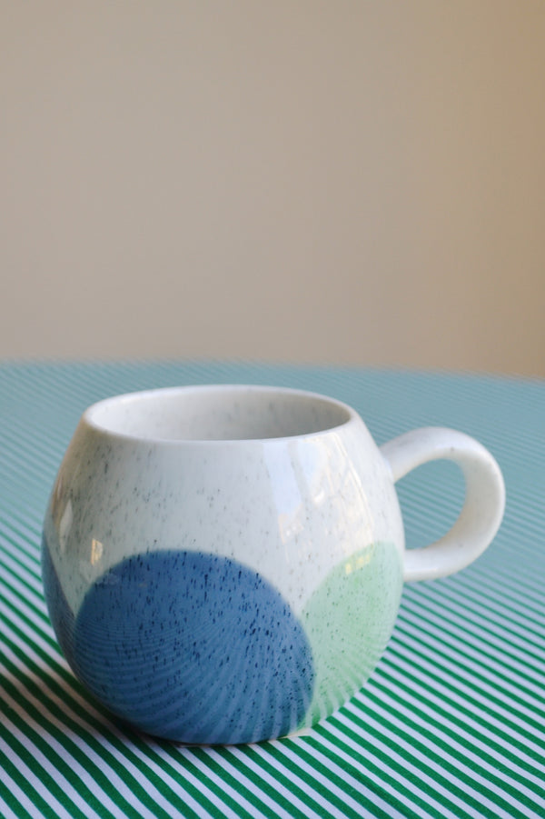 Round Glazed Mug - Blue Circles