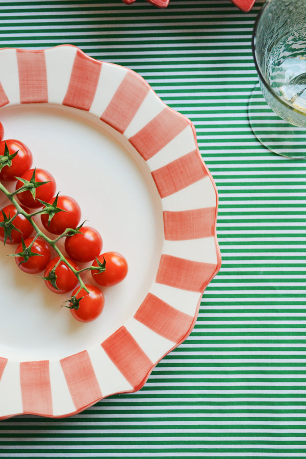 Red Scalloped Dinner Plate