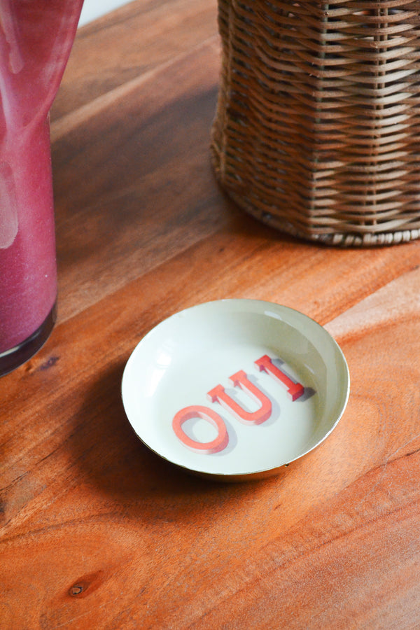 Enamel Printed Trinket Dish - Oui