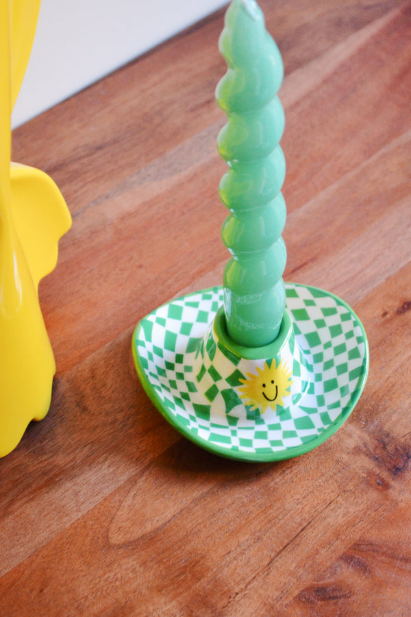 Green Sunshine Cowboy Hat Candle Holder