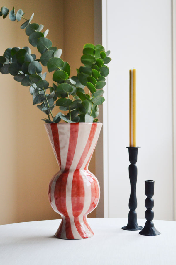 Wavey Striped Vase - Red