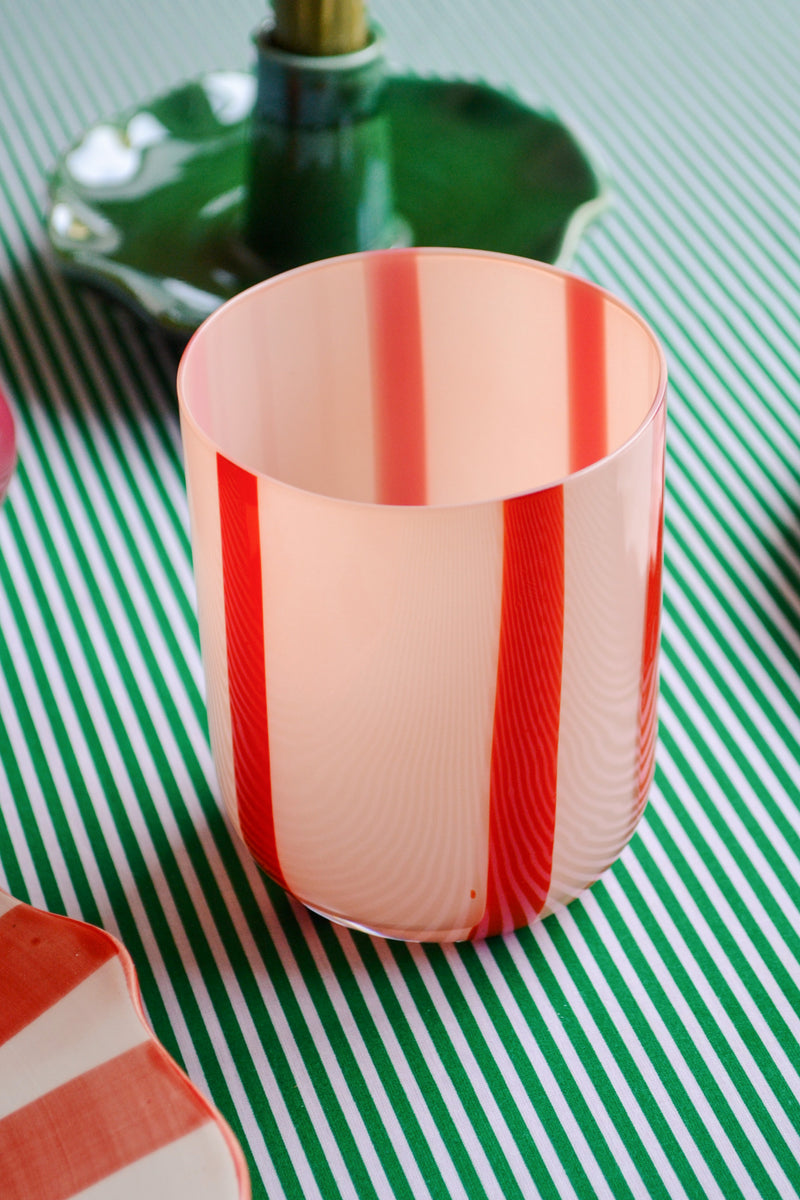 Pink and Red Striped Glass