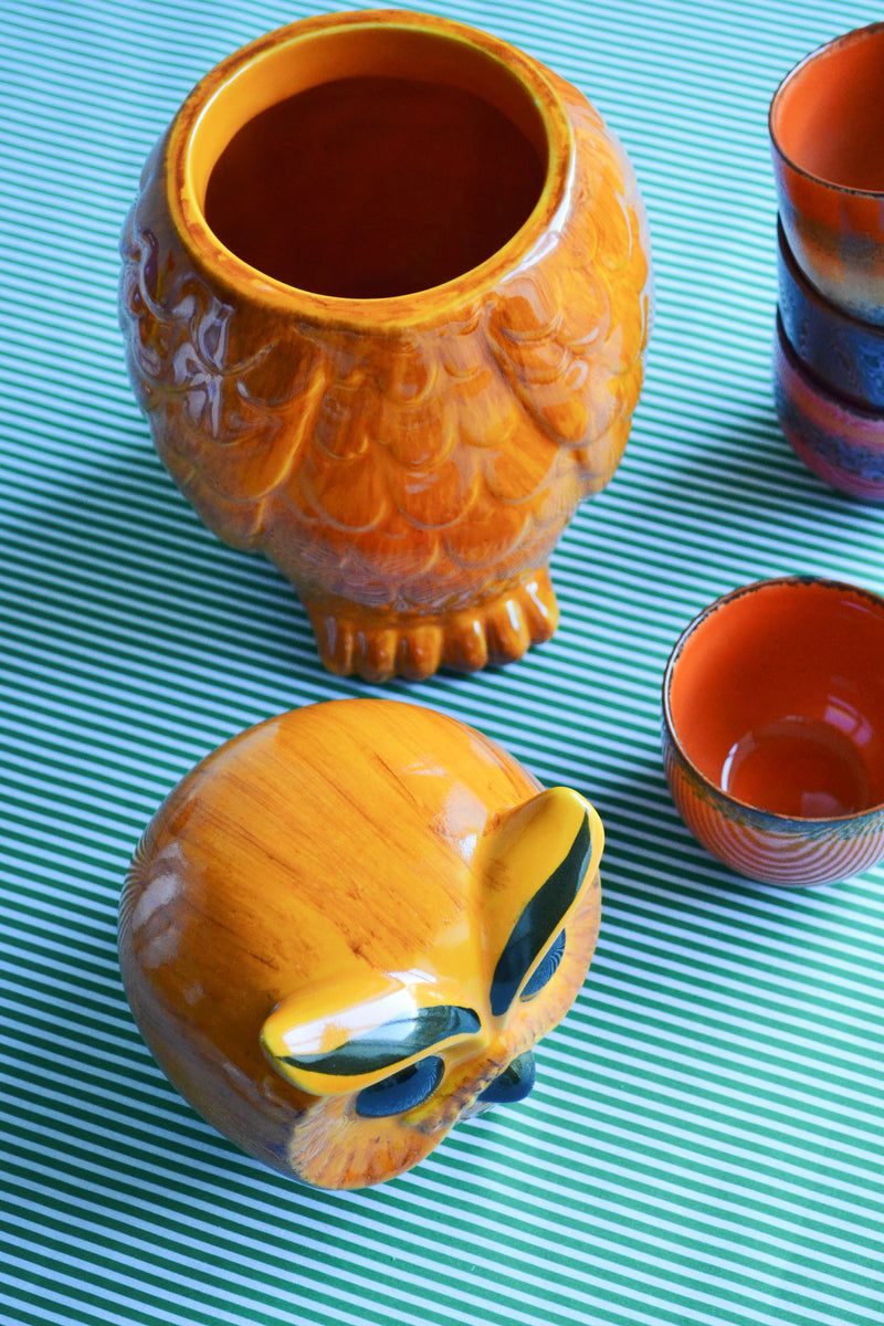 HKLIVING ® | Ceramic Tangerine Owl Jar