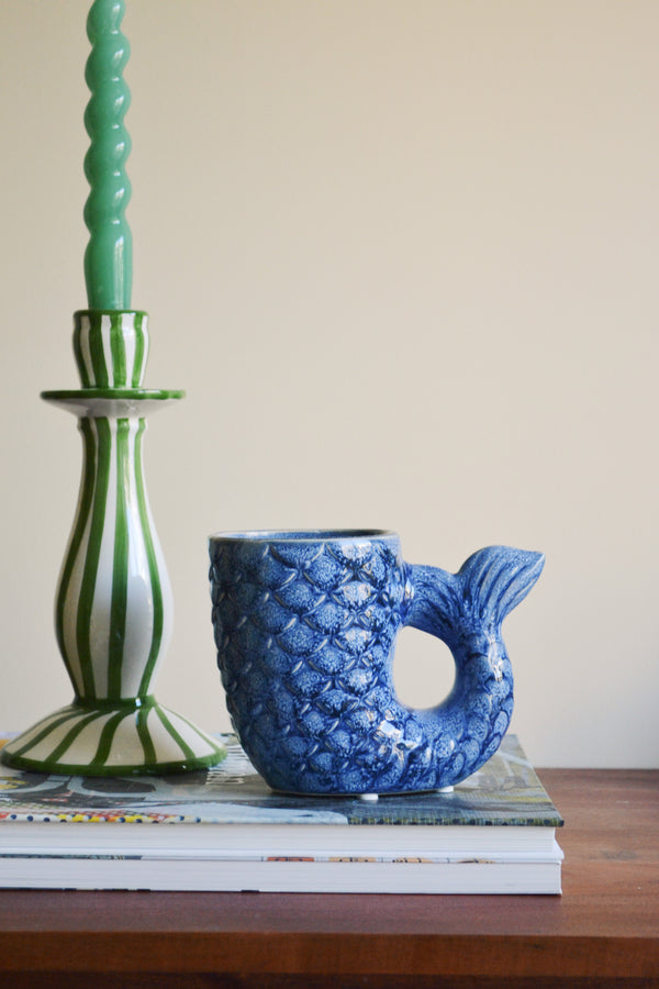 Blue Fish Stoneware Vase