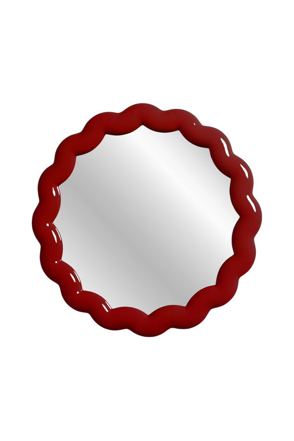 Burgundy Zig Zag Round Mirror