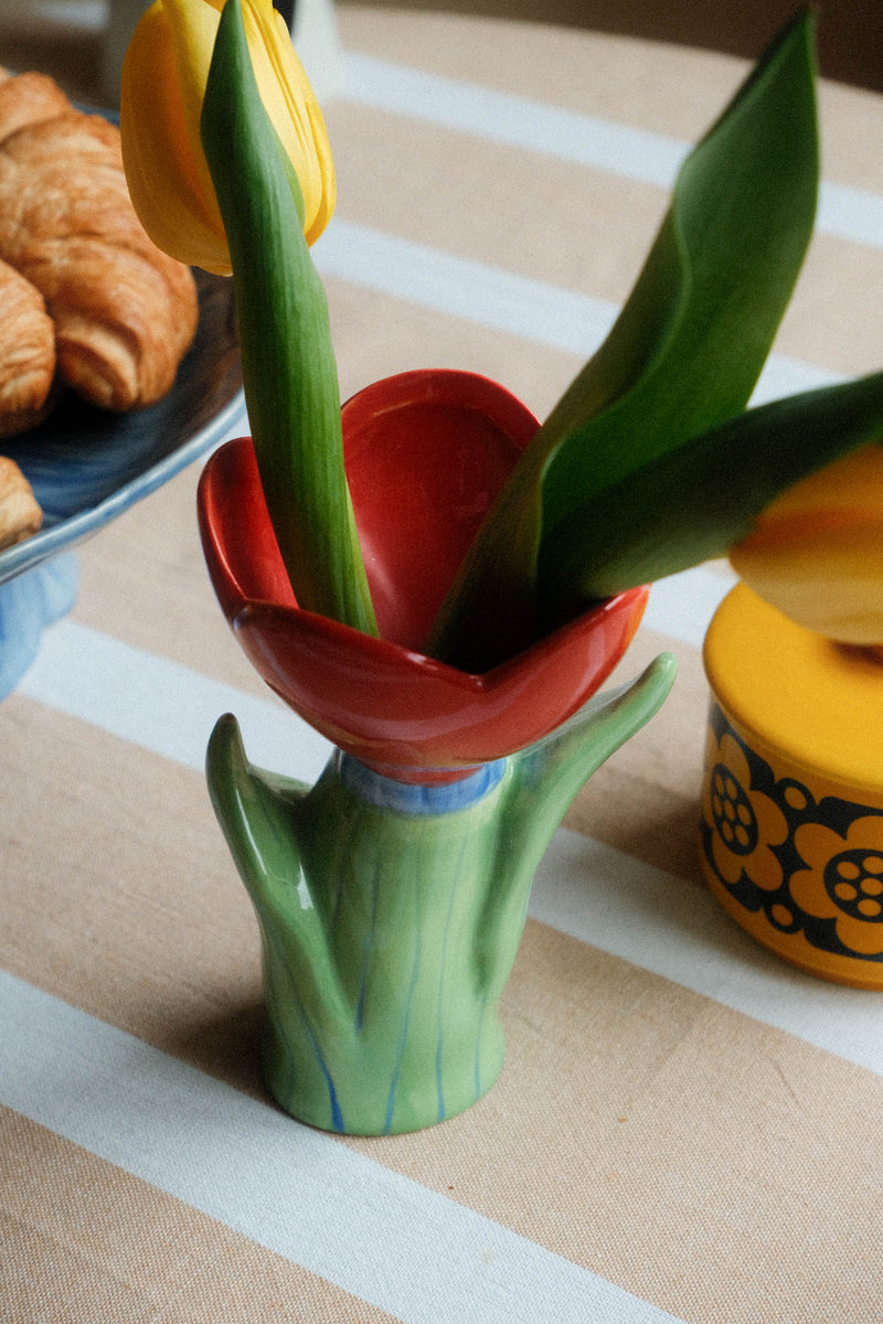 Small Ceramic Red Flower Vase