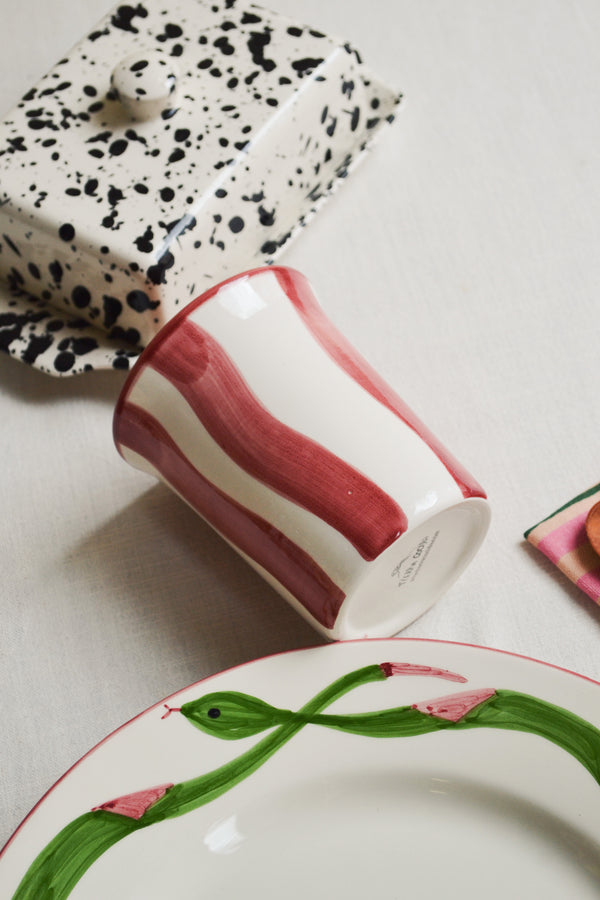 Pink and White Stripe Ceramic Mug