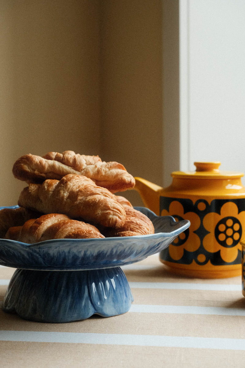 Blue Stoneware Poppy Cake Stand