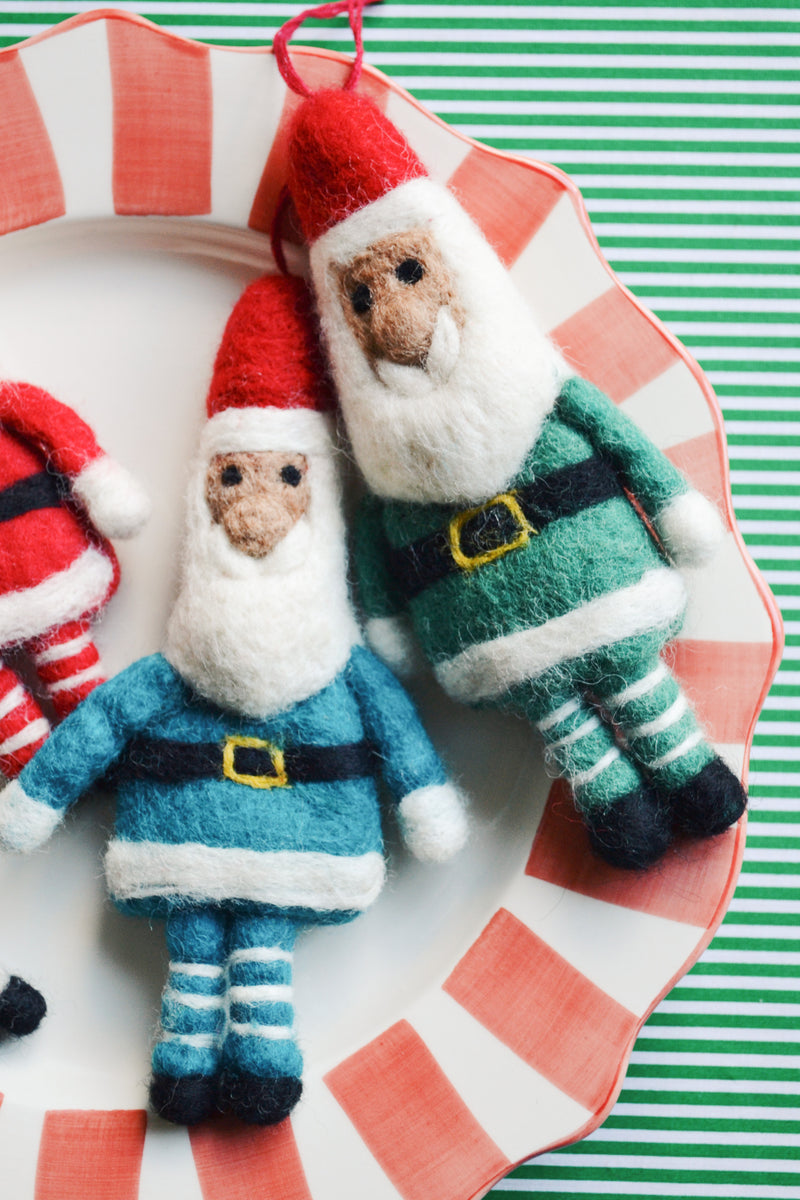 Felt Santa with Stripey Legs Christmas Decoration