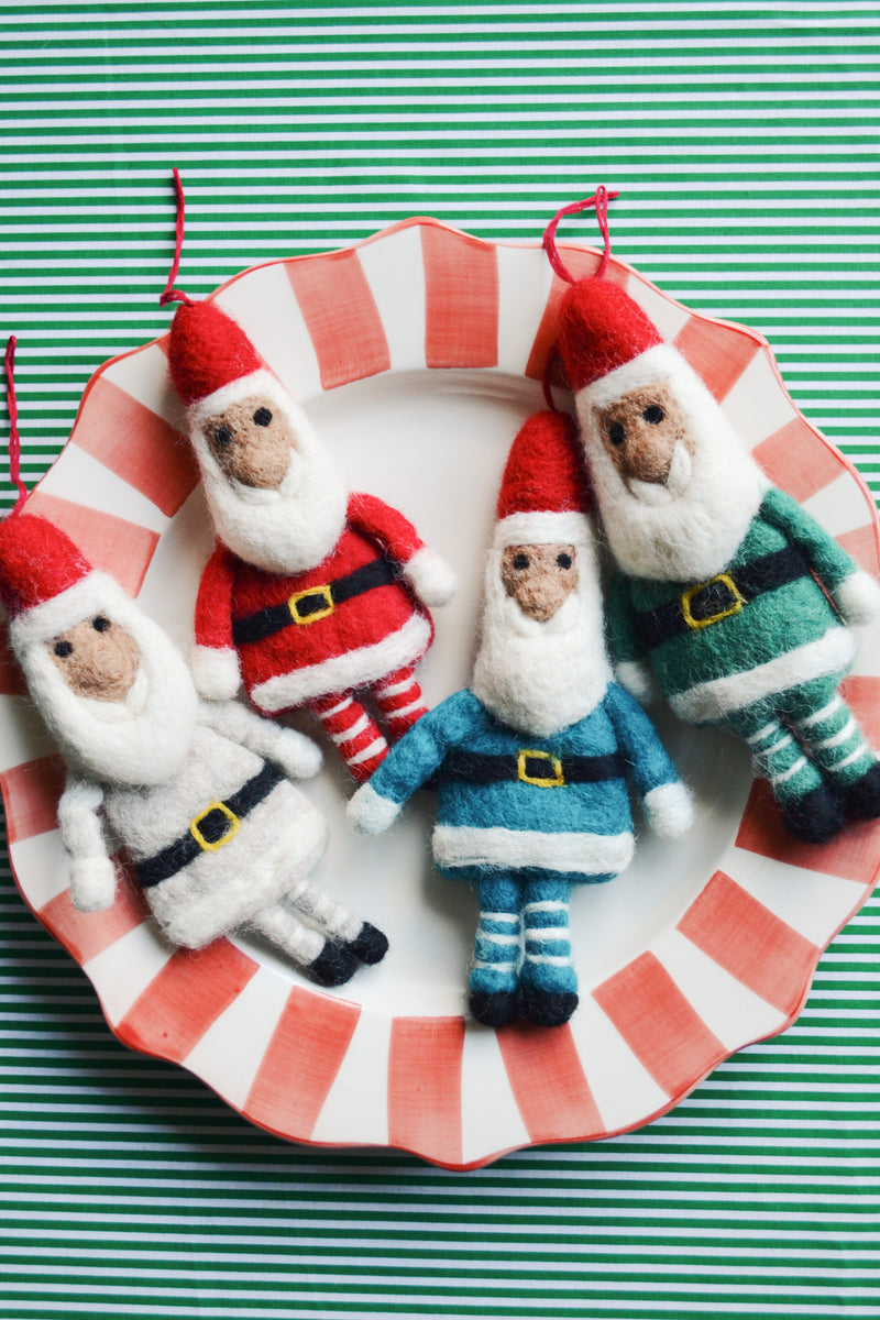 Felt Santa with Stripey Legs Christmas Decoration