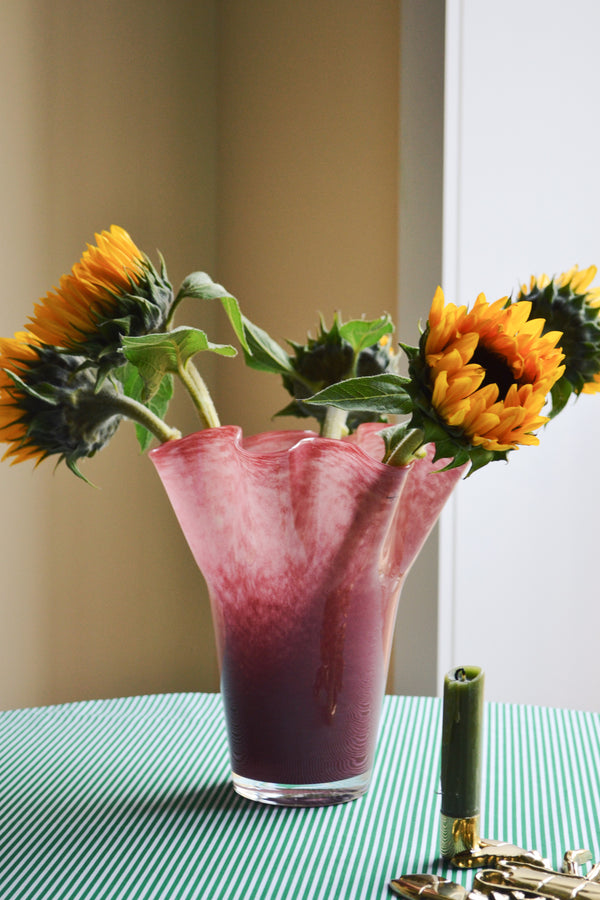 Bordeaux Glass Ruffled Vase