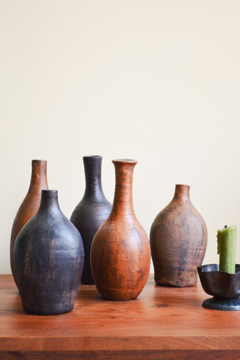 Aged Rustic Terracotta Vase - Black