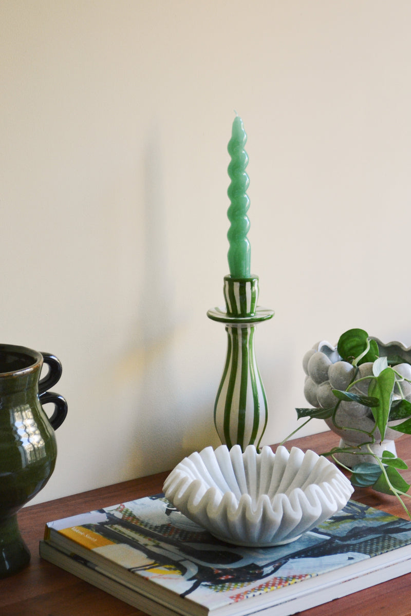 White Marble Ruffle Bowl