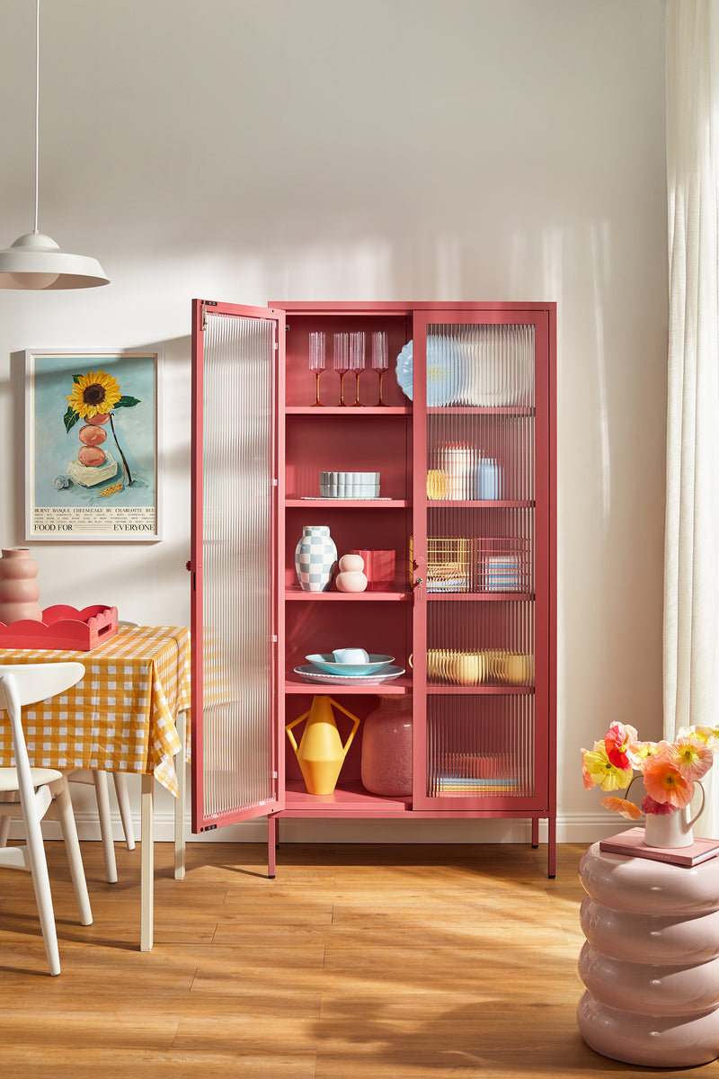 Mustard Made | The Collector Metal and Glass Cabinet in Berry