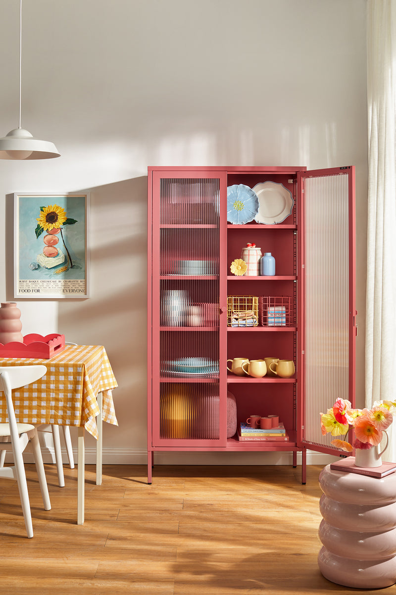 Mustard Made | The Collector Metal and Glass Cabinet in Berry