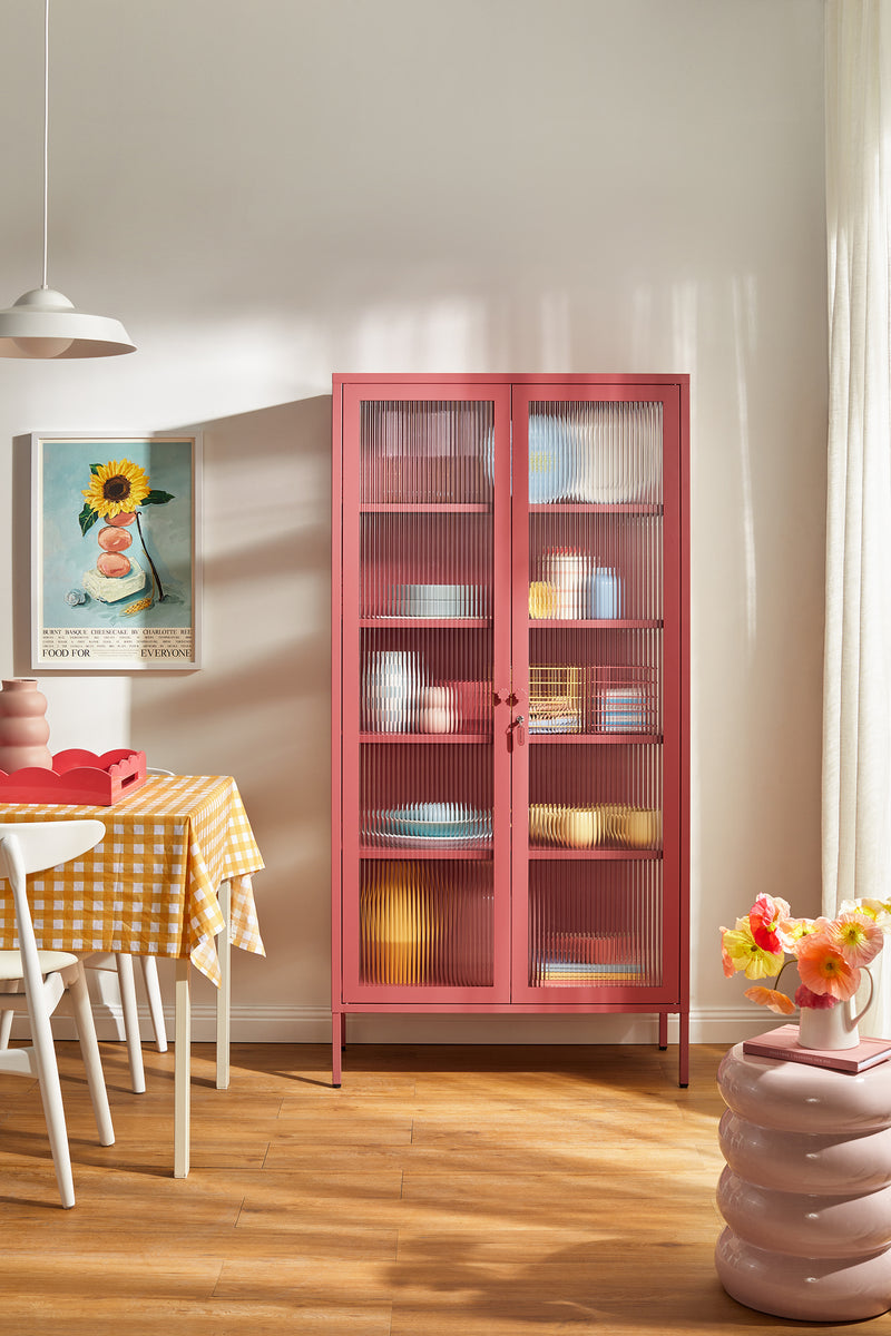 Mustard Made | The Collector Metal and Glass Cabinet in Berry