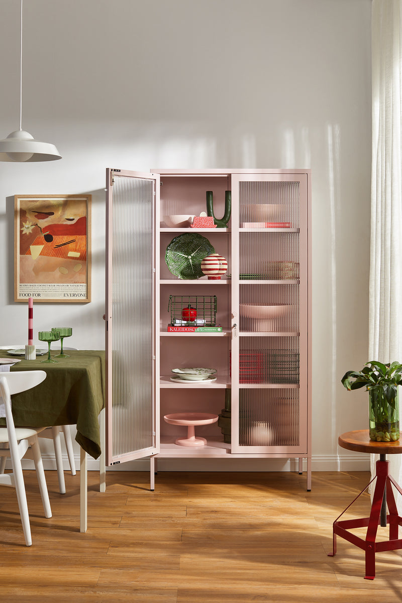 Mustard Made | The Collector Metal and Glass Cabinet in Blush