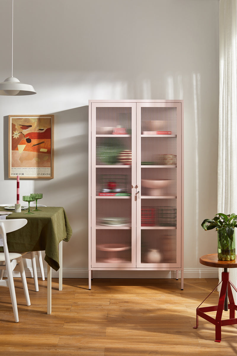 Mustard Made | The Collector Metal and Glass Cabinet in Blush