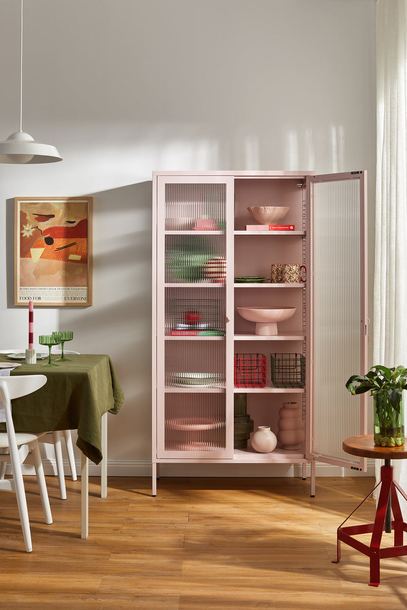 Mustard Made | The Collector Metal and Glass Cabinet in Blush