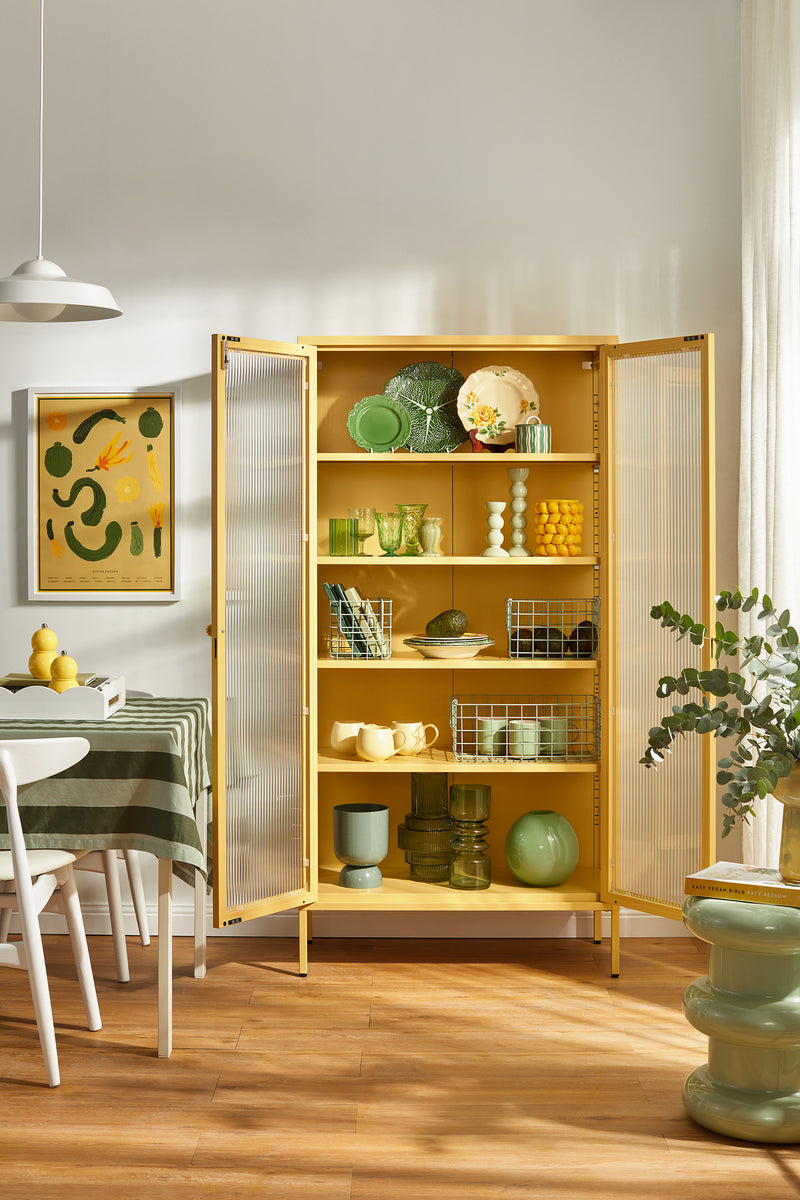 Mustard Made | The Collector Metal and Glass Cabinet in Butter