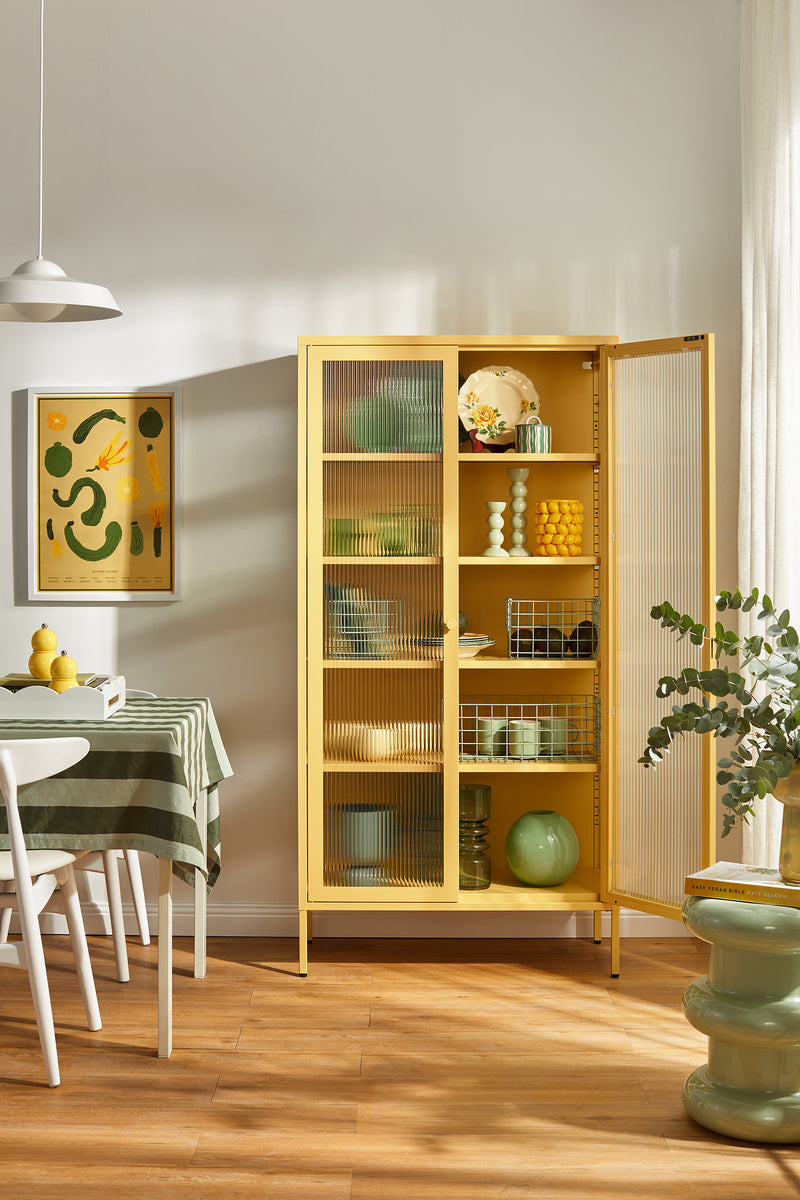 Mustard Made | The Collector Metal and Glass Cabinet in Butter