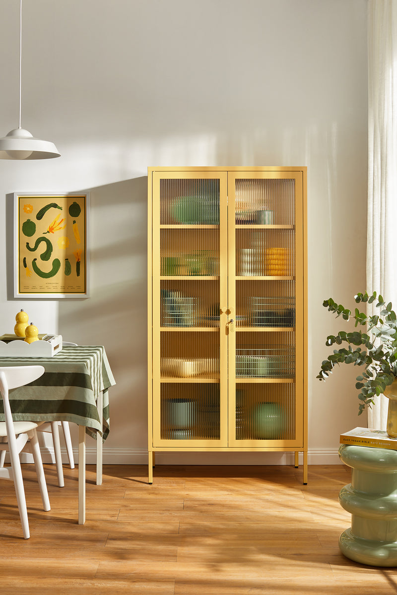 Mustard Made | The Collector Metal and Glass Cabinet in Butter