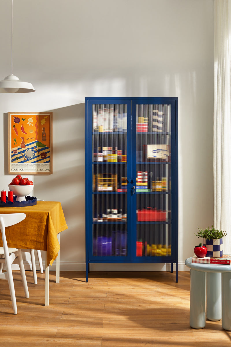 Mustard Made | The Collector Metal and Glass Cabinet in Navy