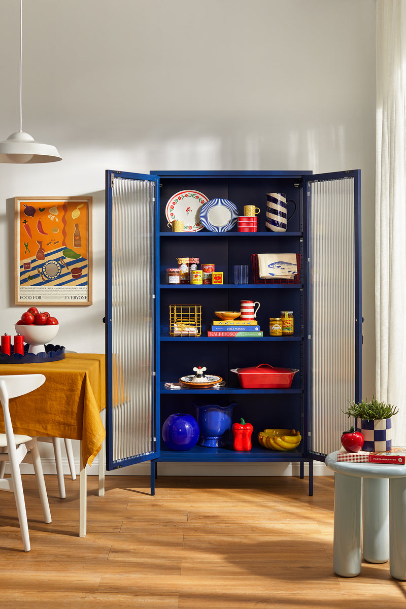 Mustard Made | The Collector Metal and Glass Cabinet in Navy