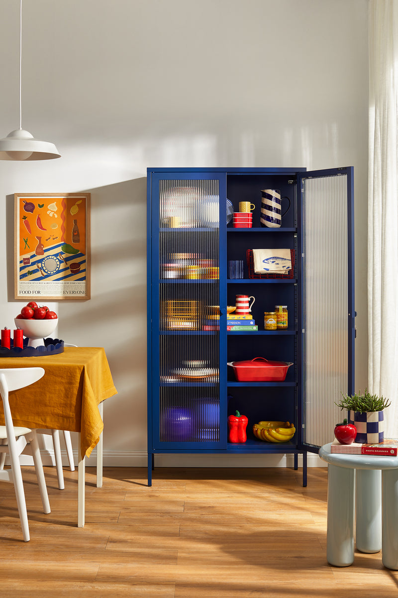 Mustard Made | The Collector Metal and Glass Cabinet in Navy