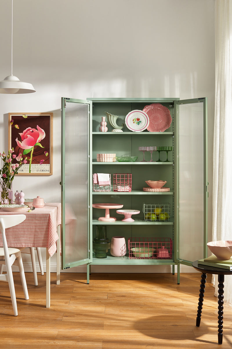 Mustard Made | The Collector Metal and Glass Cabinet in Sage