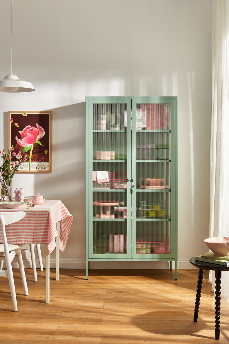 Mustard Made | The Collector Metal and Glass Cabinet in Sage