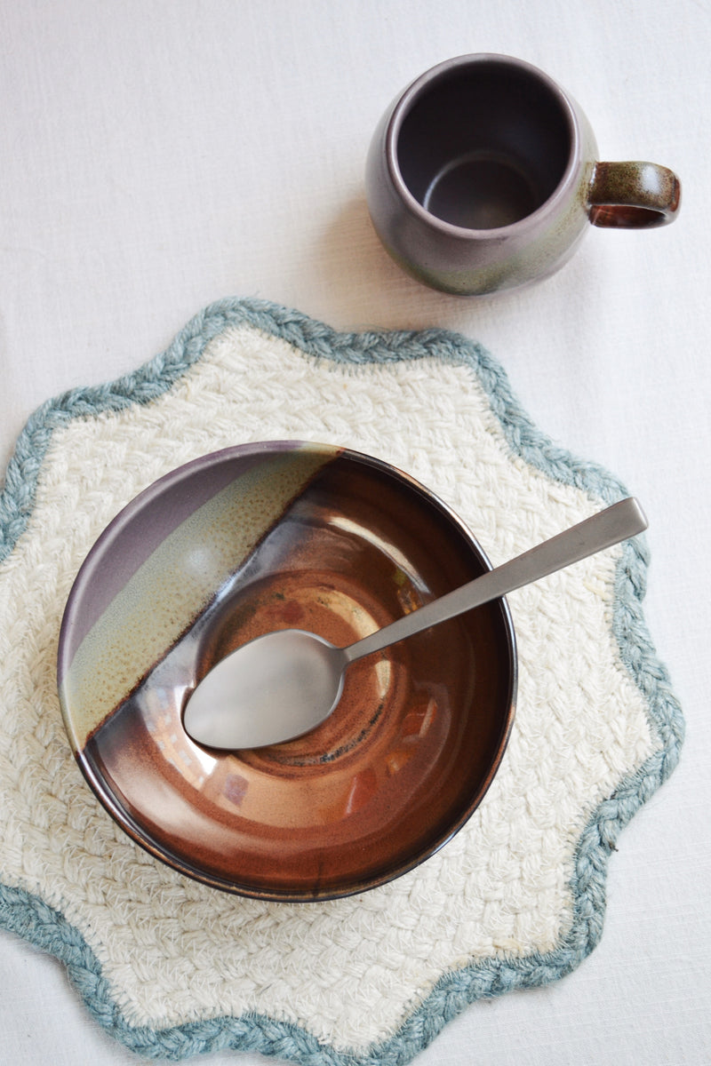 Glazed Bowl - Purple and Brown