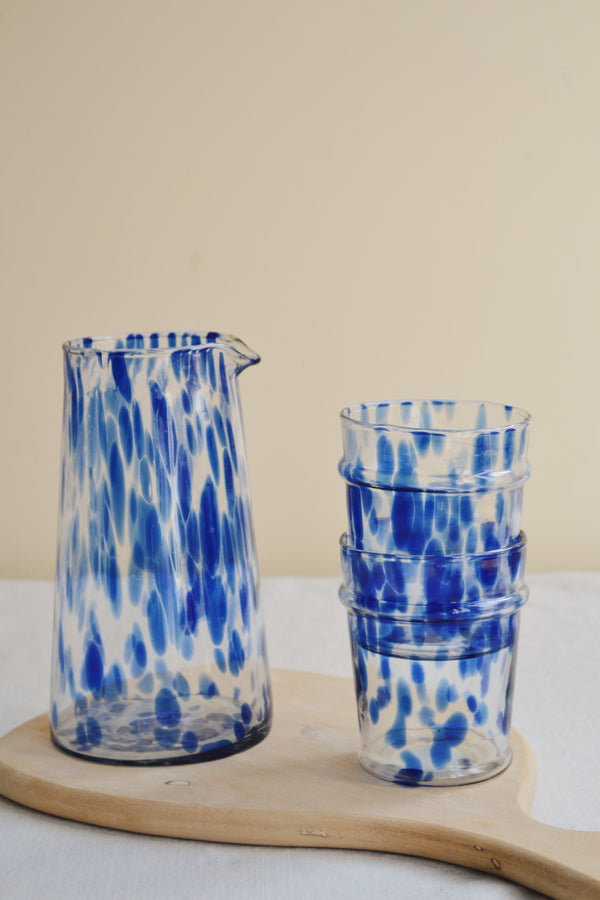 Blue Speckled Glass Jug