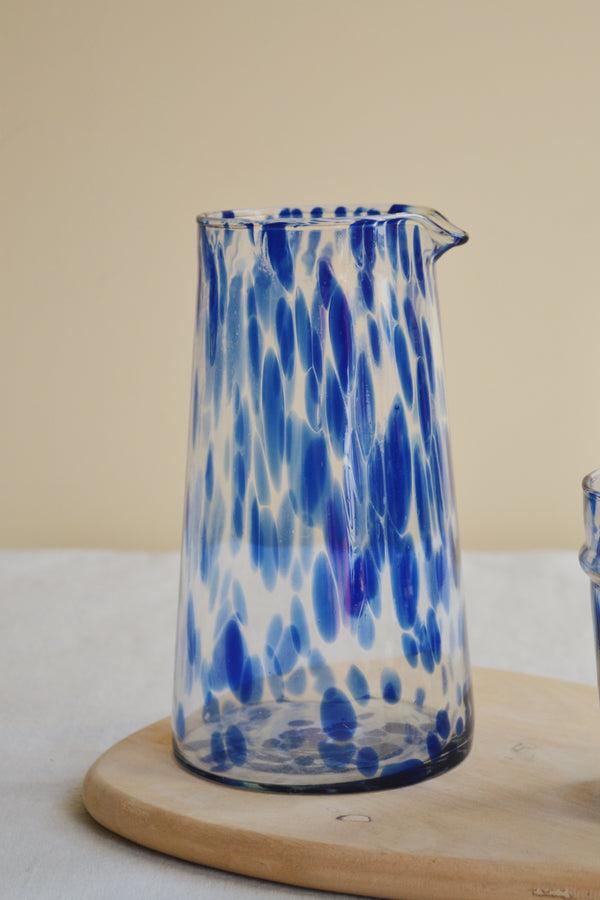 Blue Speckled Glass Jug